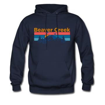 Beaver Creek, Colorado Hoodie - Retro Mountain & Birds Beaver Creek Hooded Sweatshirt - navy