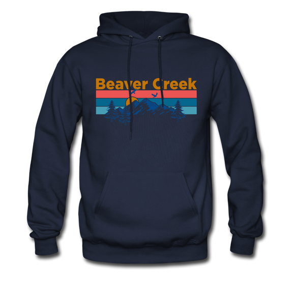 Beaver Creek, Colorado Hoodie - Retro Mountain & Birds Beaver Creek Hooded Sweatshirt - navy