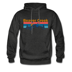 Beaver Creek, Colorado Hoodie - Retro Mountain & Birds Beaver Creek Hooded Sweatshirt - charcoal gray
