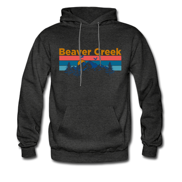 Beaver Creek, Colorado Hoodie - Retro Mountain & Birds Beaver Creek Hooded Sweatshirt - charcoal gray