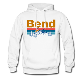 Bend, Oregon Hoodie - Retro Mountain & Birds Bend Hooded Sweatshirt - white