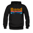 Bend, Oregon Hoodie - Retro Mountain & Birds Bend Hooded Sweatshirt - black