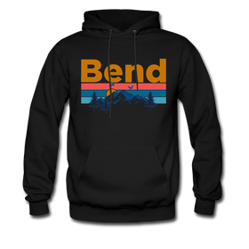 Bend, Oregon Hoodie - Retro Mountain & Birds Bend Hooded Sweatshirt - black
