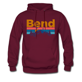 Bend, Oregon Hoodie - Retro Mountain & Birds Bend Hooded Sweatshirt - burgundy