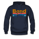Bend, Oregon Hoodie - Retro Mountain & Birds Bend Hooded Sweatshirt - navy