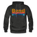 Bend, Oregon Hoodie - Retro Mountain & Birds Bend Hooded Sweatshirt - charcoal gray
