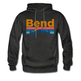 Bend, Oregon Hoodie - Retro Mountain & Birds Bend Hooded Sweatshirt - charcoal gray