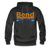 Bend, Oregon Hoodie - Retro Mountain & Birds Bend Hooded Sweatshirt - charcoal gray