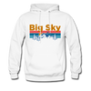 Big Sky, Montana Hoodie - Retro Mountain & Birds Big Sky Hooded Sweatshirt - white