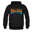 Big Sky, Montana Hoodie - Retro Mountain & Birds Big Sky Hooded Sweatshirt - black