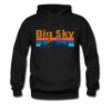 Big Sky, Montana Hoodie - Retro Mountain & Birds Big Sky Hooded Sweatshirt - black