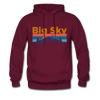 Big Sky, Montana Hoodie - Retro Mountain & Birds Big Sky Hooded Sweatshirt - burgundy