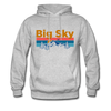 Big Sky, Montana Hoodie - Retro Mountain & Birds Big Sky Hooded Sweatshirt - heather gray