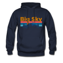 Big Sky, Montana Hoodie - Retro Mountain & Birds Big Sky Hooded Sweatshirt - navy