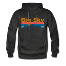 Big Sky, Montana Hoodie - Retro Mountain & Birds Big Sky Hooded Sweatshirt - charcoal gray