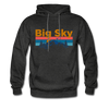 Big Sky, Montana Hoodie - Retro Mountain & Birds Big Sky Hooded Sweatshirt - charcoal gray