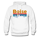 Boise, Idaho Hoodie - Retro Mountain & Birds Boise Hooded Sweatshirt - white