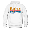 Boise, Idaho Hoodie - Retro Mountain & Birds Boise Hooded Sweatshirt - white