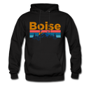 Boise, Idaho Hoodie - Retro Mountain & Birds Boise Hooded Sweatshirt - black