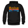 Boise, Idaho Hoodie - Retro Mountain & Birds Boise Hooded Sweatshirt - black