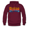 Boise, Idaho Hoodie - Retro Mountain & Birds Boise Hooded Sweatshirt - burgundy