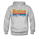 Boise, Idaho Hoodie - Retro Mountain & Birds Boise Hooded Sweatshirt - heather gray