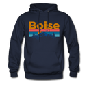 Boise, Idaho Hoodie - Retro Mountain & Birds Boise Hooded Sweatshirt - navy