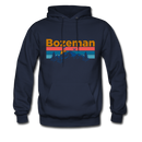 Bozeman, Montana Hoodie - Retro Mountain & Birds Bozeman Hooded Sweatshirt - navy
