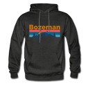 Bozeman, Montana Hoodie - Retro Mountain & Birds Bozeman Hooded Sweatshirt - charcoal gray