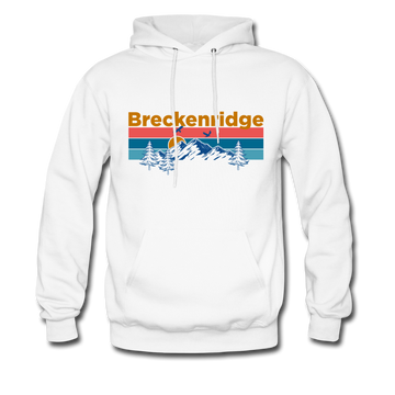 Breckenridge, Colorado Hoodie - Retro Mountain & Birds Breckenridge Hooded Sweatshirt - white