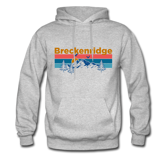 Breckenridge, Colorado Hoodie - Retro Mountain & Birds Breckenridge Hooded Sweatshirt - heather gray