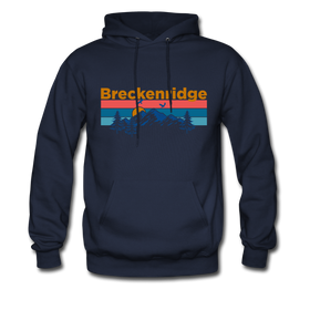 Breckenridge, Colorado Hoodie - Retro Mountain & Birds Breckenridge Hooded Sweatshirt - navy