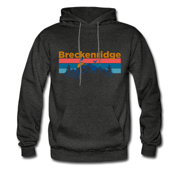 Breckenridge, Colorado Hoodie - Retro Mountain & Birds Breckenridge Hooded Sweatshirt - charcoal gray