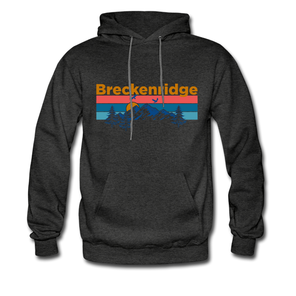 Breckenridge, Colorado Hoodie - Retro Mountain & Birds Breckenridge Hooded Sweatshirt - charcoal gray