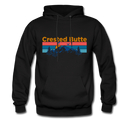 Crested Butte Hoodie - Retro Mountain & Birds Crested Butte Hooded Sweatshirt - black