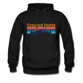 Crested Butte Hoodie - Retro Mountain & Birds Crested Butte Hooded Sweatshirt - black