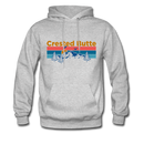 Crested Butte Hoodie - Retro Mountain & Birds Crested Butte Hooded Sweatshirt - heather gray