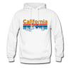 California Hoodie - Retro Mountain & Birds California Hooded Sweatshirt - white