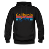California Hoodie - Retro Mountain & Birds California Hooded Sweatshirt - black