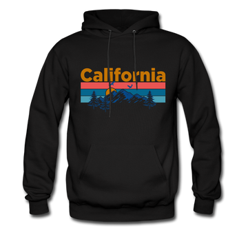 California Hoodie - Retro Mountain & Birds California Hooded Sweatshirt - black