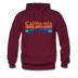 California Hoodie - Retro Mountain & Birds California Hooded Sweatshirt - burgundy