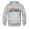California Hoodie - Retro Mountain & Birds California Hooded Sweatshirt - heather gray
