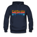 California Hoodie - Retro Mountain & Birds California Hooded Sweatshirt - navy