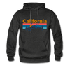 California Hoodie - Retro Mountain & Birds California Hooded Sweatshirt - charcoal gray