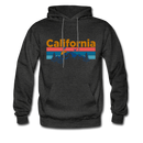 California Hoodie - Retro Mountain & Birds California Hooded Sweatshirt - charcoal gray