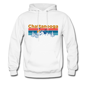 Chattanooga, Tennessee Hoodie - Retro Mountain & Birds Chattanooga Hooded Sweatshirt - white