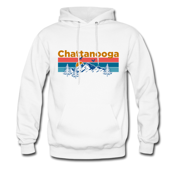 Chattanooga, Tennessee Hoodie - Retro Mountain & Birds Chattanooga Hooded Sweatshirt - white