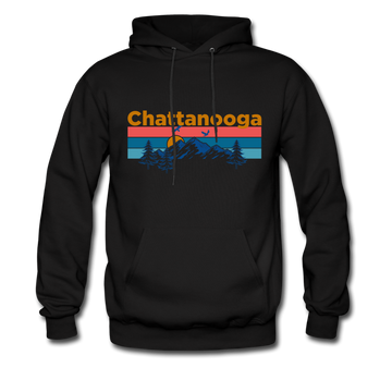 Chattanooga, Tennessee Hoodie - Retro Mountain & Birds Chattanooga Hooded Sweatshirt - black