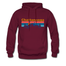 Chattanooga, Tennessee Hoodie - Retro Mountain & Birds Chattanooga Hooded Sweatshirt - burgundy