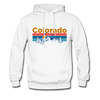 Colorado Hoodie - Retro Mountain & Birds Colorado Hooded Sweatshirt - white
